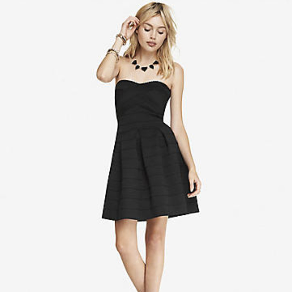 NWT. Express black strapless dress